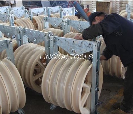 MC Nylon Wheels OPGW Wire Stringing Pulley Block พร้อมโครงเหล็กชุบสังกะสี